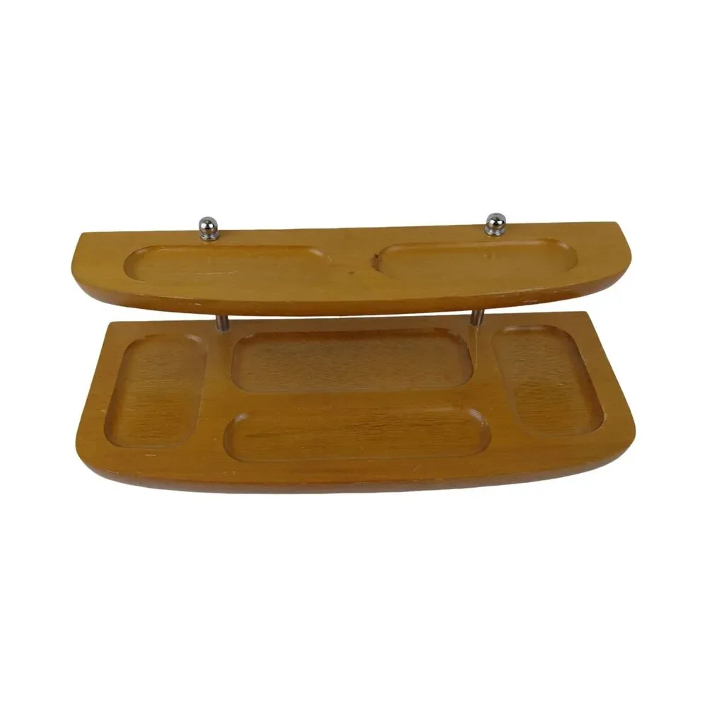 Men's Wood Dresser Tray Valet Jewelry Desk Organizer Caddy MCM Vtg Taiwan